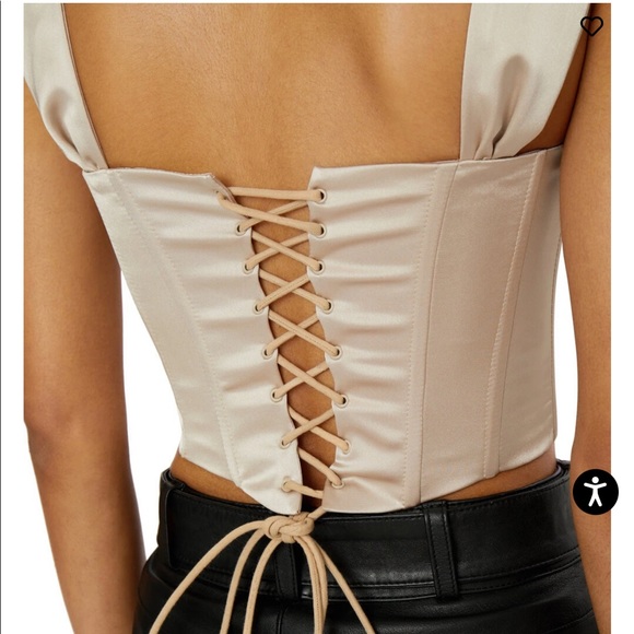 Danielle Guizio Nude Satin Ribbon Corset - Picture 4 of 10